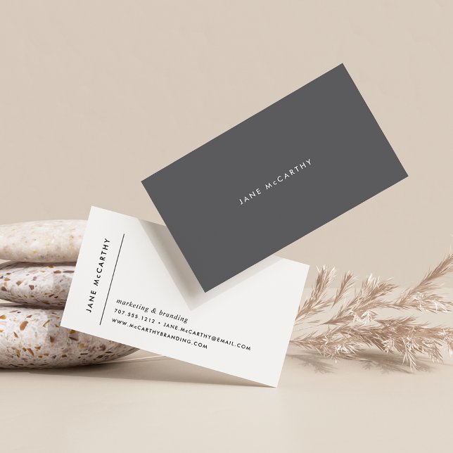 Cartão De Visita Modern Minimal Business Cards | Grey (Criador carregado)