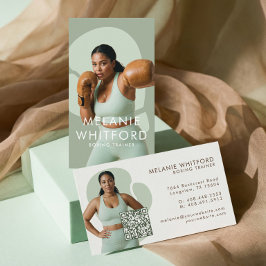 Cartão De Visita Modern Minimal Fitness Boxing Trainer Photo QR