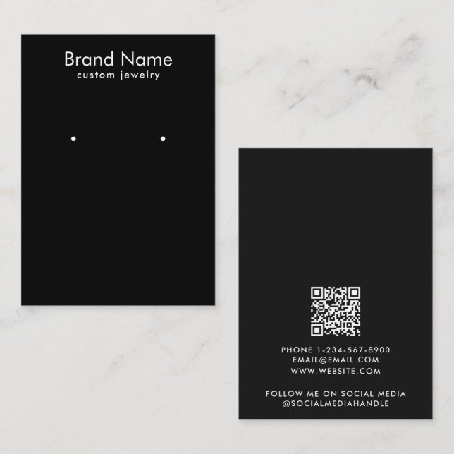 Cartão De Visita Modern Minimalist Black Jewelry Display Card (Frente/Verso)