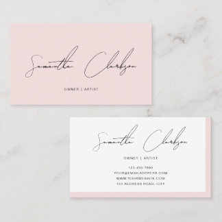 Cartão De Visita Modern Minimalist Blush Pink Handwritten Script