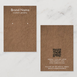 Cartão De Visita Modern Minimalist Brown Linen Jewelry Display Card