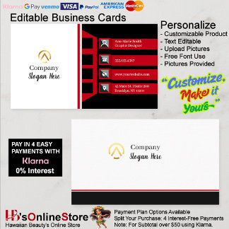 Cartão De Visita Modern Minimalist Company Red Black White