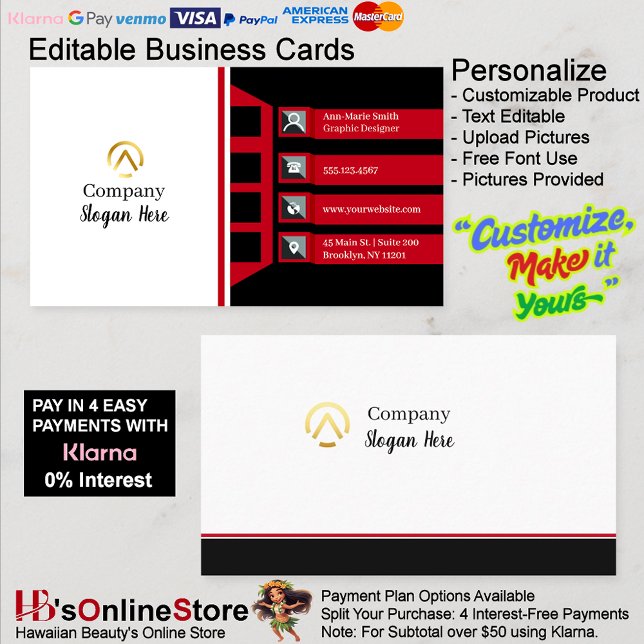 Cartão De Visita Modern Minimalist Company Red Black White (Modern Minimalist Company Red Black White Business Card.)