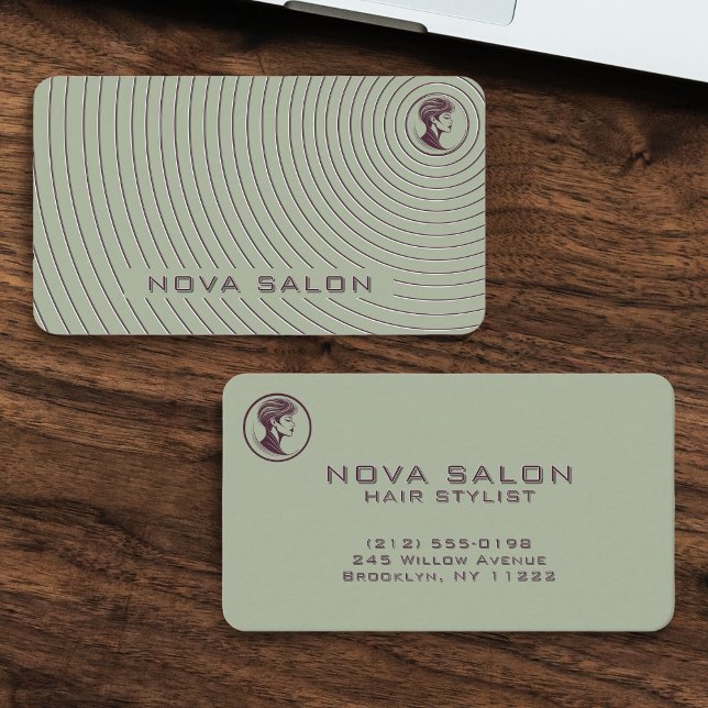 Cartão De Visita Modern Minimalist Concentric Fine Linework (Criador carregado)