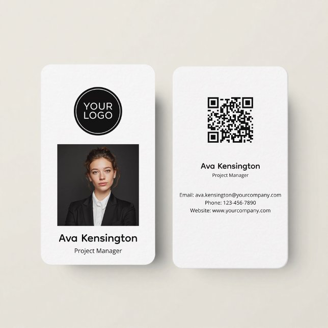 Cartão De Visita Modern Minimalist QR Code Business Card Custom (Criador carregado)