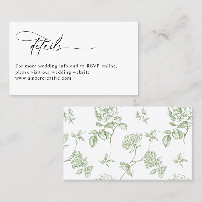 Cartão De Visita Modern Minimalist Wedding Details Enclosure Card (Frente/Verso)