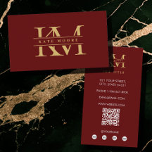 Modern Monogram Initials Professional Red Gold