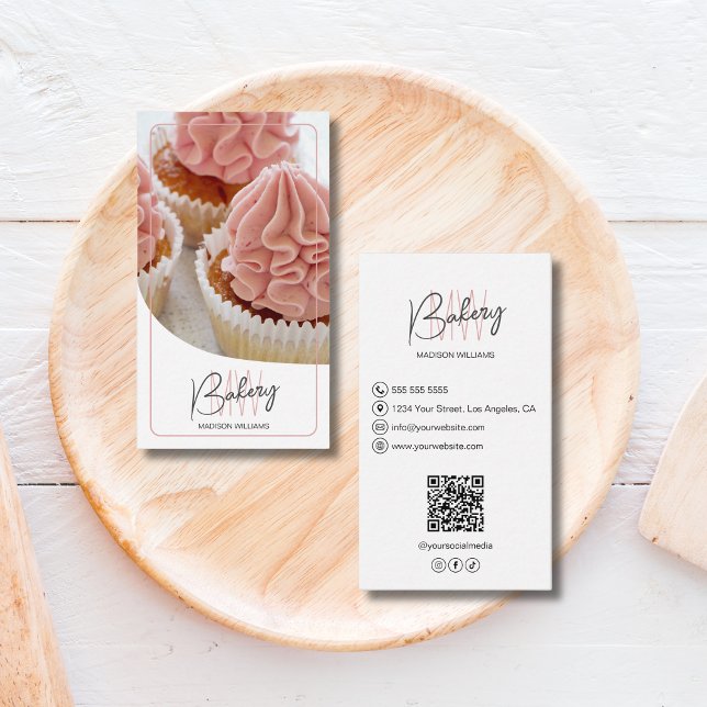 Cartão De Visita Modern Monogram Logo Bakery (Create your own monogram logo, replace with your initials, name or text to match your business.)