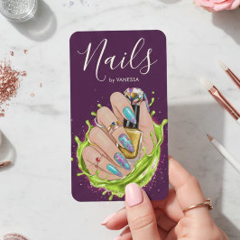 Cartão De Visita Modern Nail Art Studio Stylish Manicurist Artist