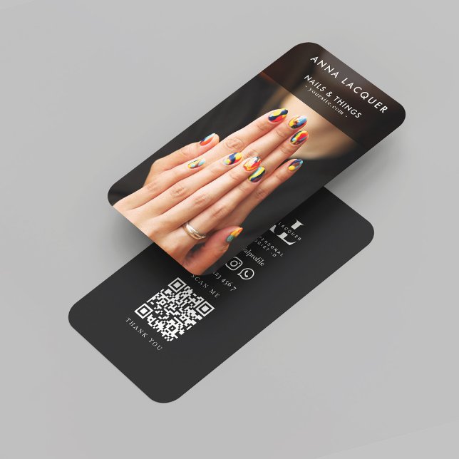 Cartão De Visita Modern Nail Artist Beaust Salon Manicure QR (Modern Nail Artist Beauty Salon Manicure QR Business Card
)