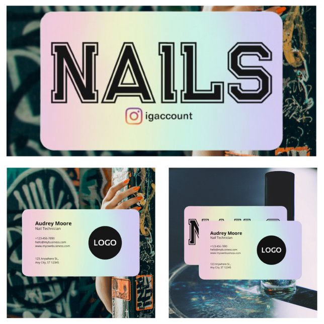 Cartão De Visita Modern Nail Technician (Modern Nail Technicia Business Card
)