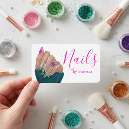 Cartão De Visita Modern Nail Technician Branding Nail Artist Chic