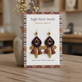 Cartão De Visita Modern Native Tribal Earring Jewelry Display Card