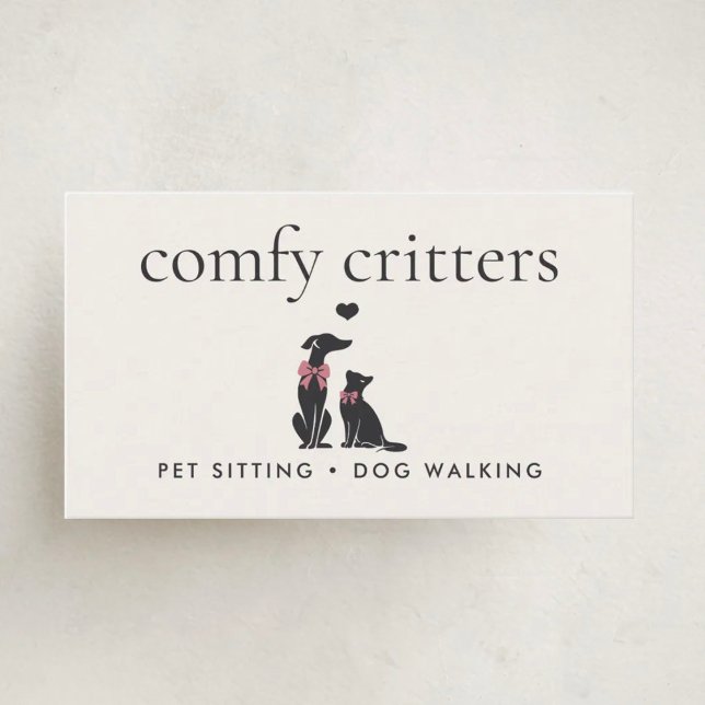 Cartão De Visita Modern Neutral Pet Sitter Dog Walker | Editable (Criador carregado)