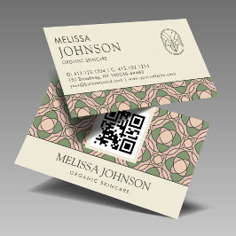 Cartão De Visita Modern Organic Botanical QR Code Business Card