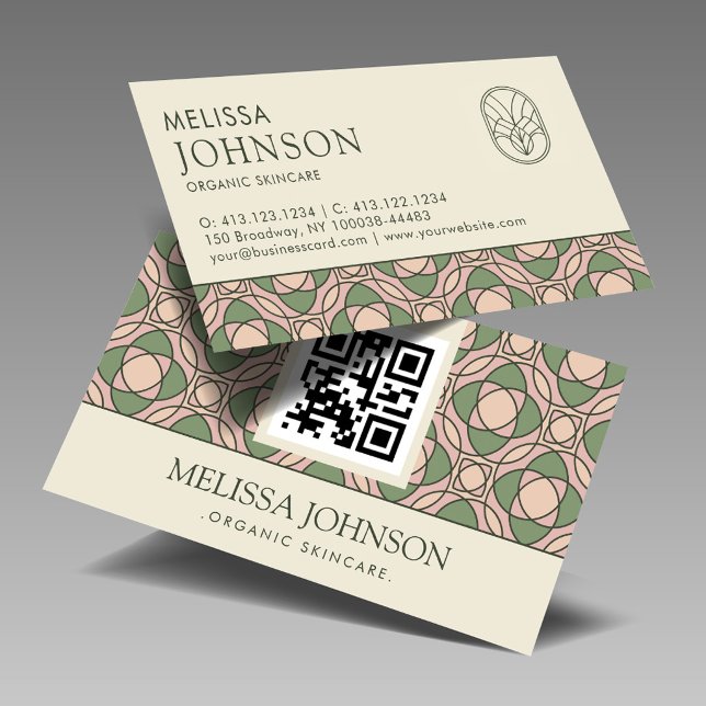 Cartão De Visita Modern Organic Botanical QR Code Business Card (Criador carregado)