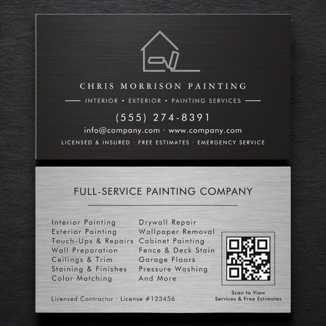 Cartão De Visita Modern Painting Services QR Code (Criador carregado)
