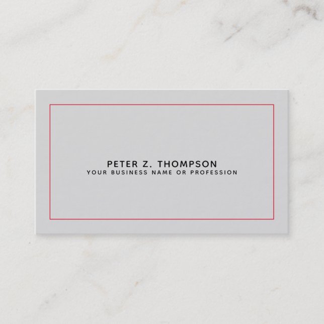 Cartão De Visita modern pale gray business card with thin red line (Frente)