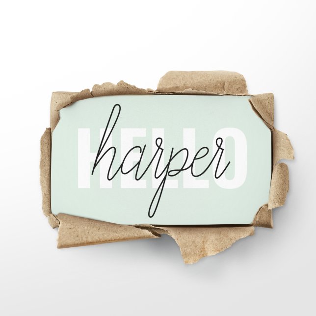 Cartão De Visita Modern Pastel Mint Hello E Você Nome (Criador carregado)