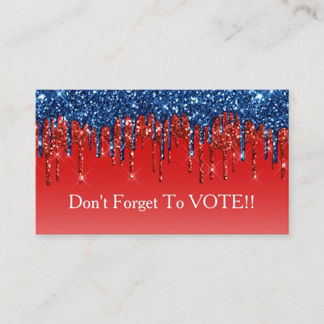 Cartão De Visita Modern Patriotic Glitter Drip Vote Reminder (Frente)