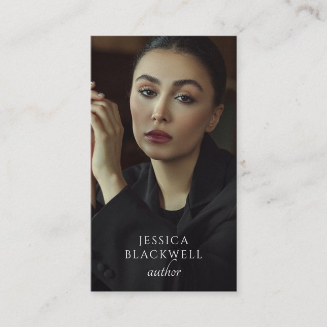 Cartão De Visita Modern Photo Author Writer Business Card (Frente)