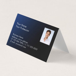 Cartão De Visita Modern Photo QR Code Blue Gradient Professional