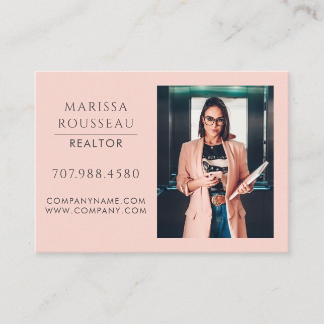 Cartão De Visita Modern Photo Realtor Blush Business Card (Frente)