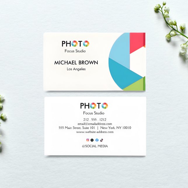 Cartão De Visita Modern Photography Studio Business Card Minimal  (Criador carregado)