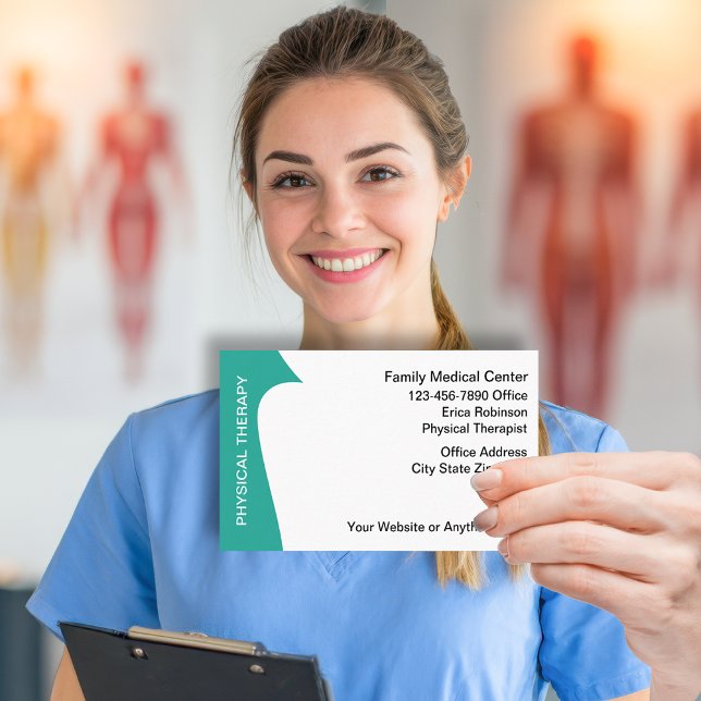 Cartão De Visita Modern Physical Therapist Business Cards Design  (Criador carregado)