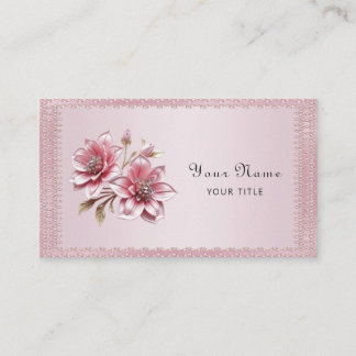 Cartão De Visita Modern Pink Flowers Business Card