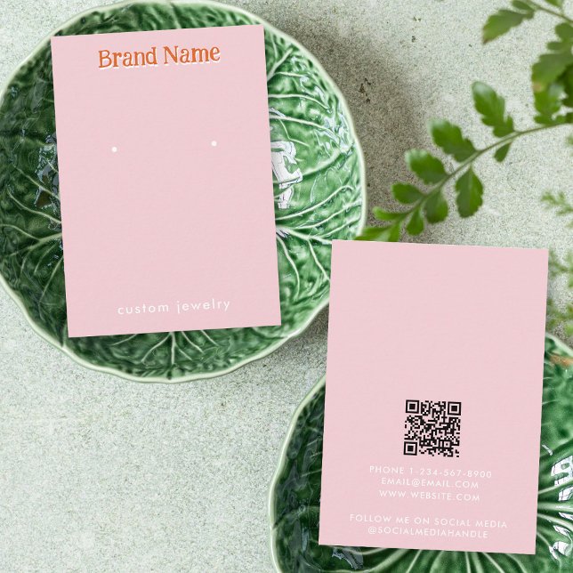 Cartão De Visita Modern Pink Orange Earrings Jewelry Display Card (Modern Pink Orange Earrings Jewelry Display Card)