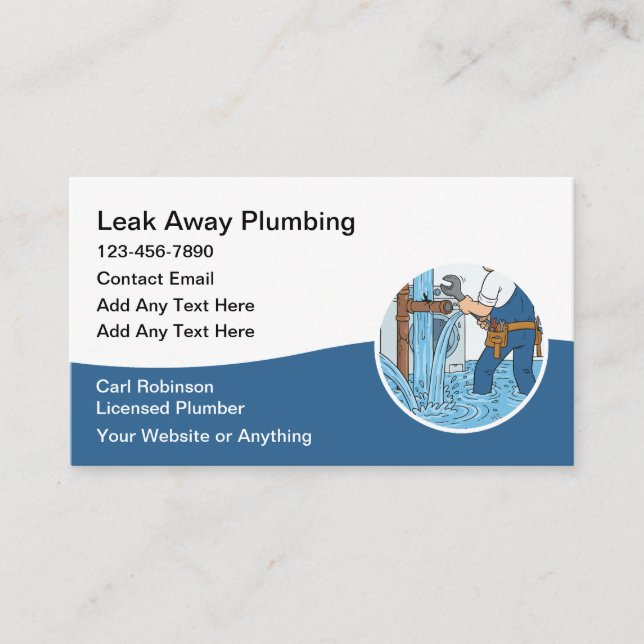 Cartão De Visita Modern Plumbing Plumber Service Business Cards (Frente)