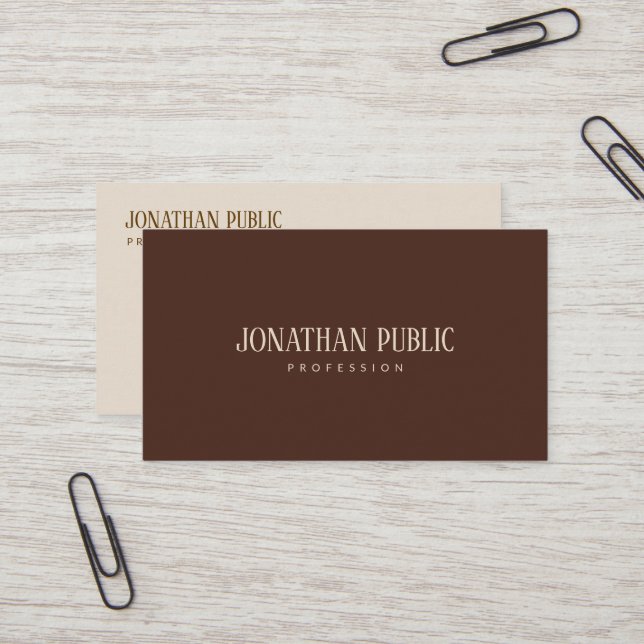 Cartão De Visita Modern Professional Elegant Template Brown & Beige (Frente/Verso In Situ)