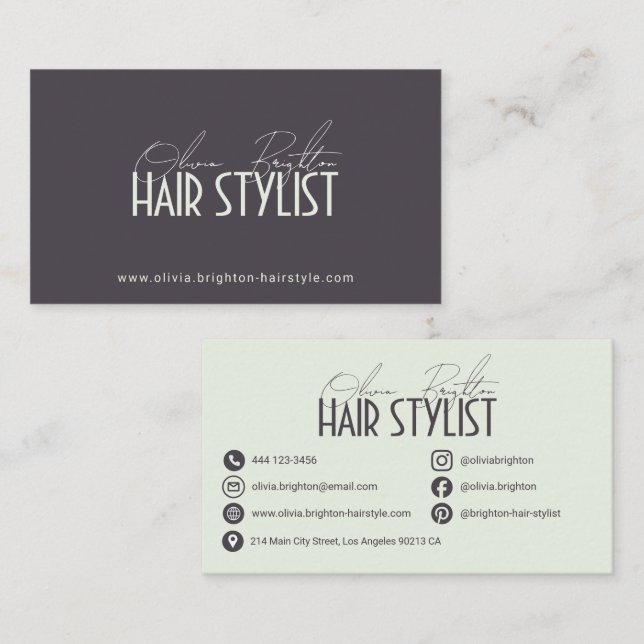 Cartão De Visita Modern Professional Hair Stylist High-end (Frente/Verso)