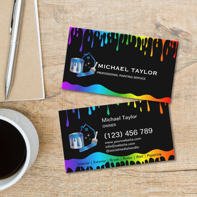Cartão De Visita Modern Professional Painting Service Decoration (Modern Professional Painting Service Decoration Business Card)
