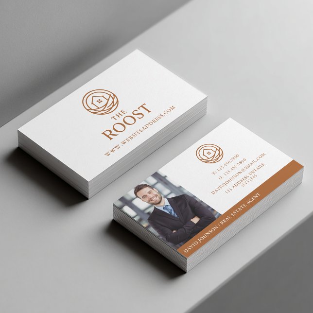 Cartão De Visita Modern Professional Warm Real Estate Agent (Modern Professional Warm Real Estate Agent Business Card)