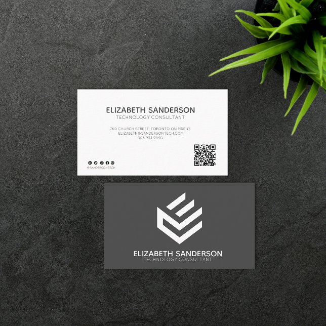 Cartão De Visita Modern Professional YOUR QR CODE Business Card (Criador carregado)