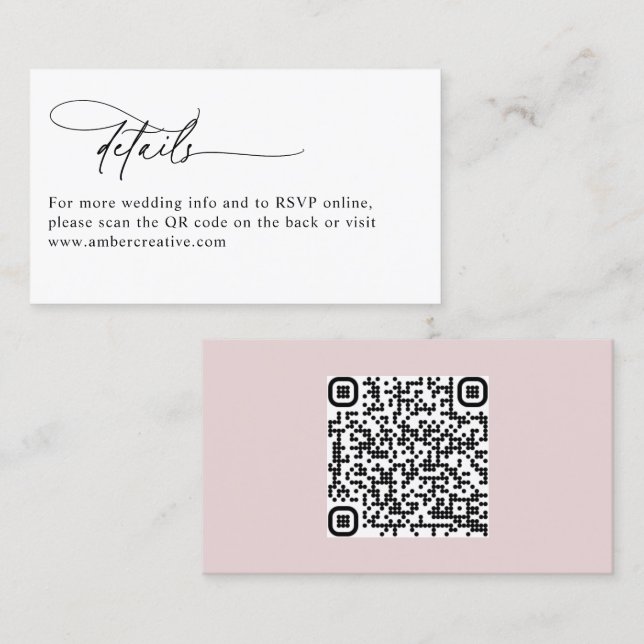 Cartão De Visita Modern QR Code Minimalist Wedding Enclosure Card (Frente/Verso)