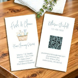 Cartão De Visita Modern QR Code Vertical House Cleaning Services