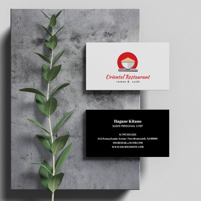 Cartão De Visita Modern Ramen Noodle restaurante japonês Sushi chef (Criador carregado)