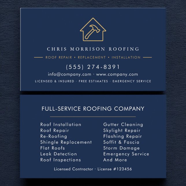Cartão De Visita Modern Roofing Roofer Company Business Card (Criador carregado)