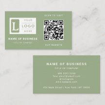 Modern Sage Green QR Code Minimalist Custom Logo
