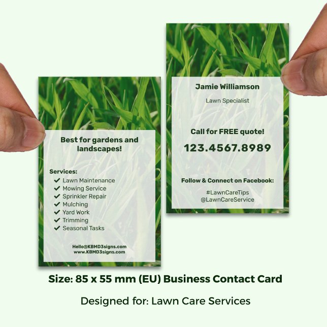 Cartão De Visita Modern Service List Call to Action Lawn Care (Modern Service List Call to Action Lawn Care Business Card; Size: 85 x 55 mm (EU))