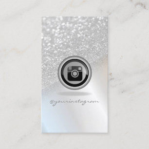 Cartão De Visita Modern Silver Glitter Bokeh Instagram Mídia Social