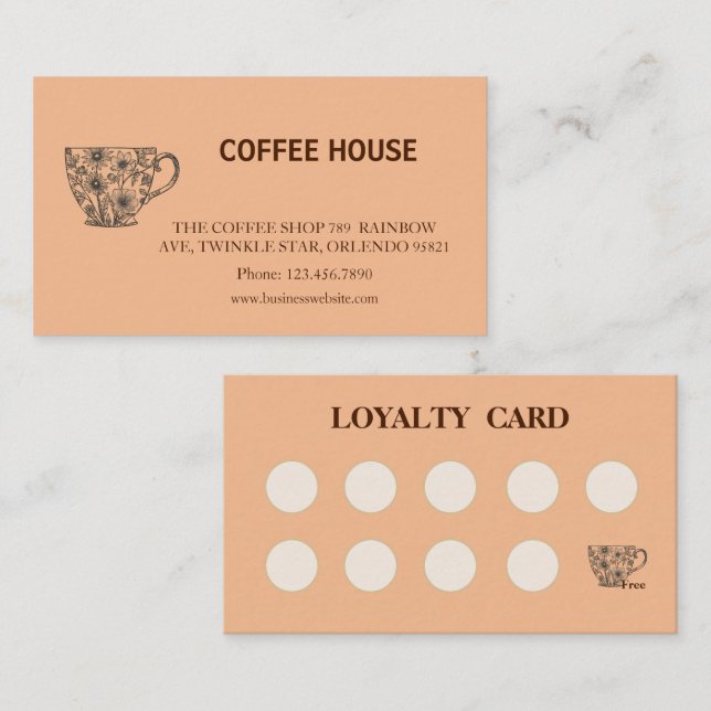 Cartão De Visita Modern simple coffee Shop Loyalty Card (Frente/Verso)