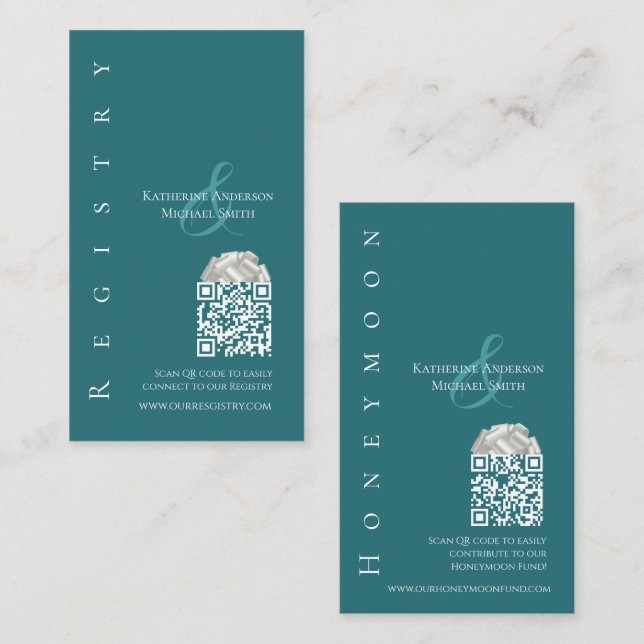 Cartão De Visita Modern Simple Emerald Green - Registro de Casament (Frente/Verso)