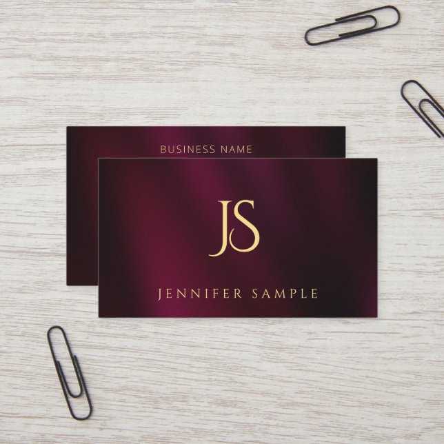 Cartão De Visita Modern Simple Professional Elegant Gold Monogram (Frente/Verso In Situ)