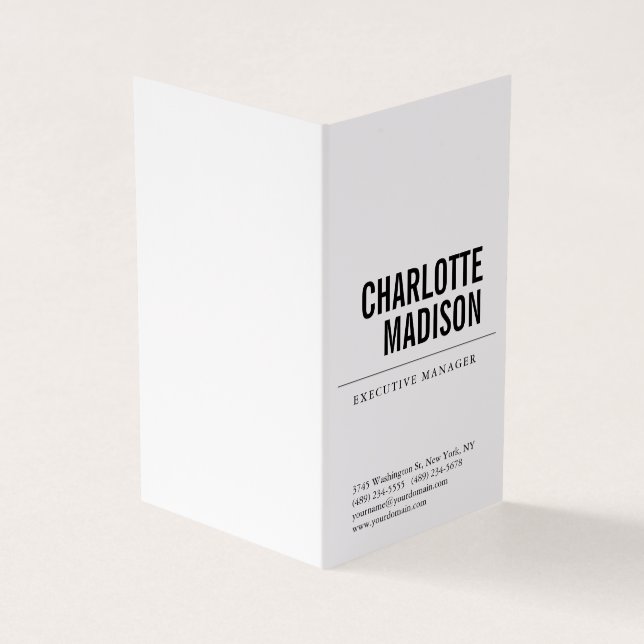 Cartão De Visita Modern Simple White Trendy Minimalist Plain  (Exterior)