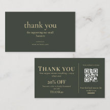 Modern Small Business Thank You Discount QR Card