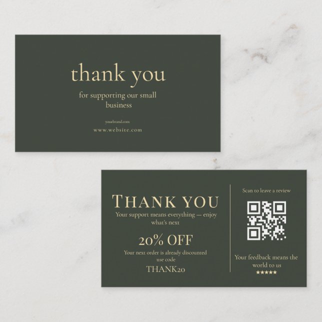 Cartão De Visita Modern Small Business Thank You Discount QR Card  (Frente/Verso)
